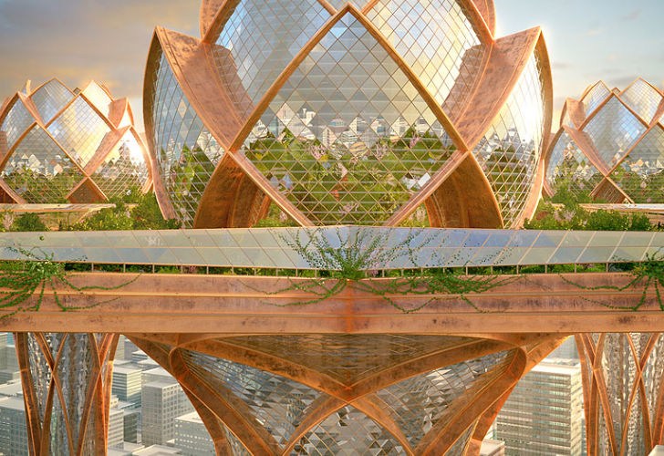设计师设计“空中之城” 遍布花园远离城市拥堵